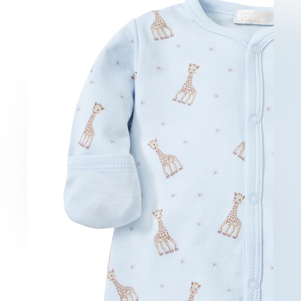 Kissy Kissy Sophie La Girafe Blue Print Footie Baby Boy Preemie Pima‎ Cotton
